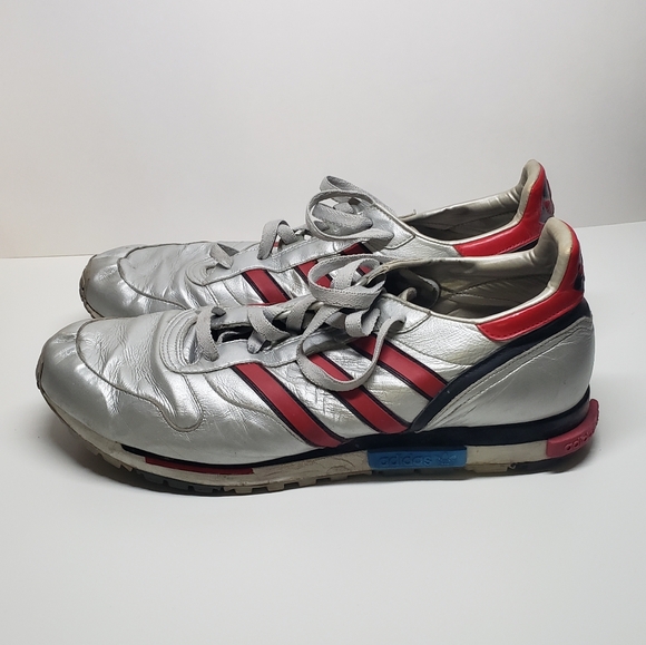 Silver and black and red adidas shoes size 11.5 US. - Picture 3 of 7